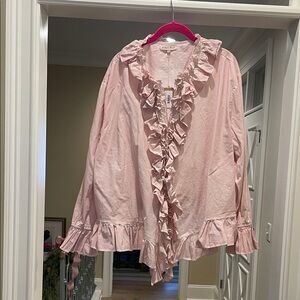 A Rare Bird Ruffled cotton Pink Blouse (bw)